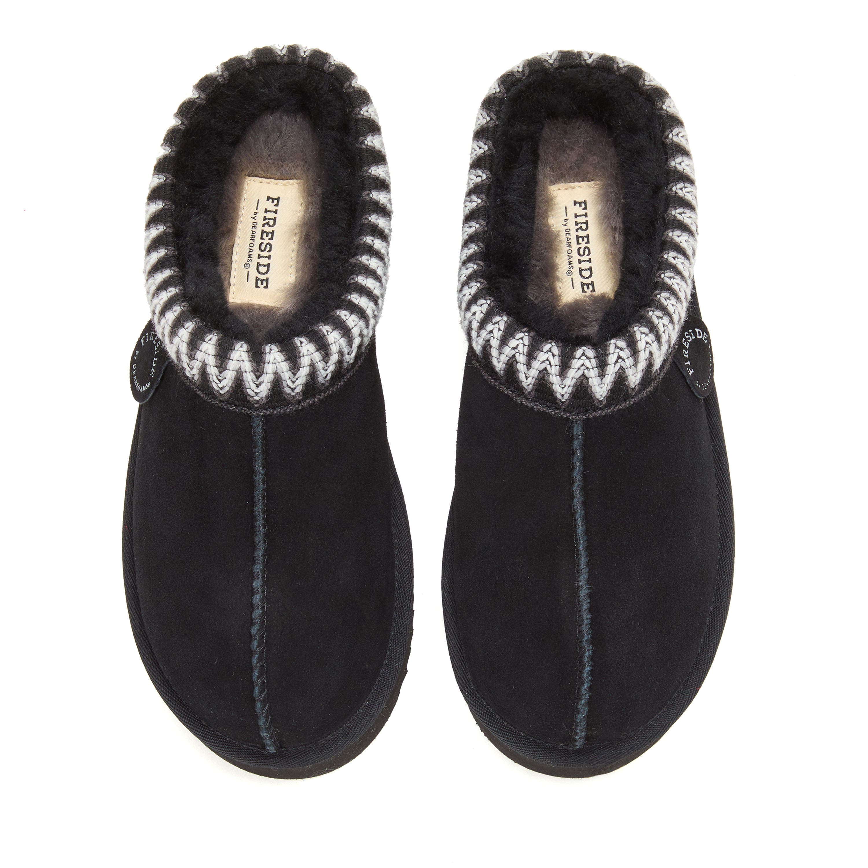 DEARFOAMS Fireside Queenstown Genuine Shearling Clog With Embroidery, Alternate, color, Black