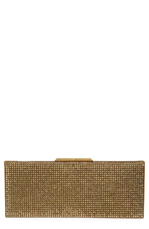 Midnight Crystal Embellished Satin Clutch