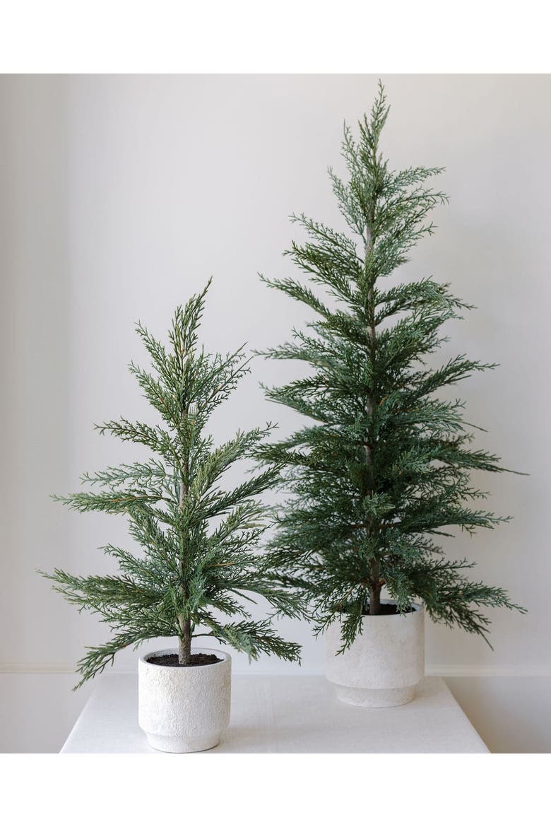2' Faux Cedar Tree, Set of 2, Alternate, color, Crème