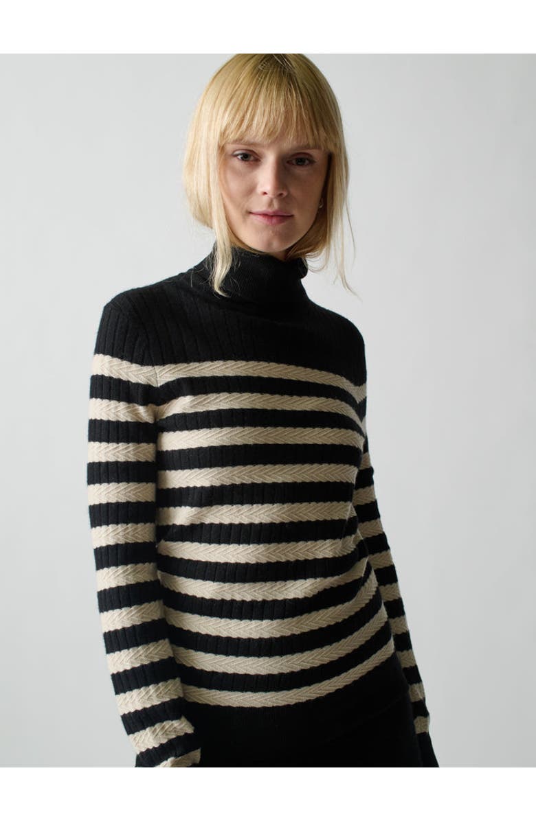Lingua Franca Morrissey Textured Stripe Turtleneck, Main, color, 