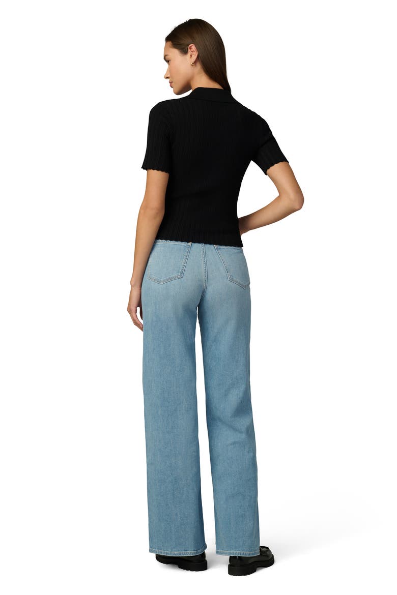 The Jess Pointelle Polo Sweater, Alternate, color, BLACK