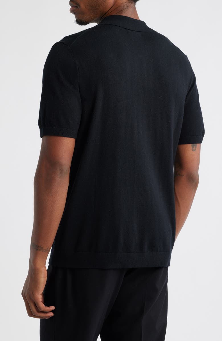 Open Edit Cable Detail Short Sleeve Cardigan, Alternate, color, Black Caviar