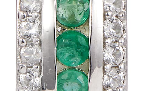 Savvy Cie Jewels Stone Hoop Earrings In Metallic