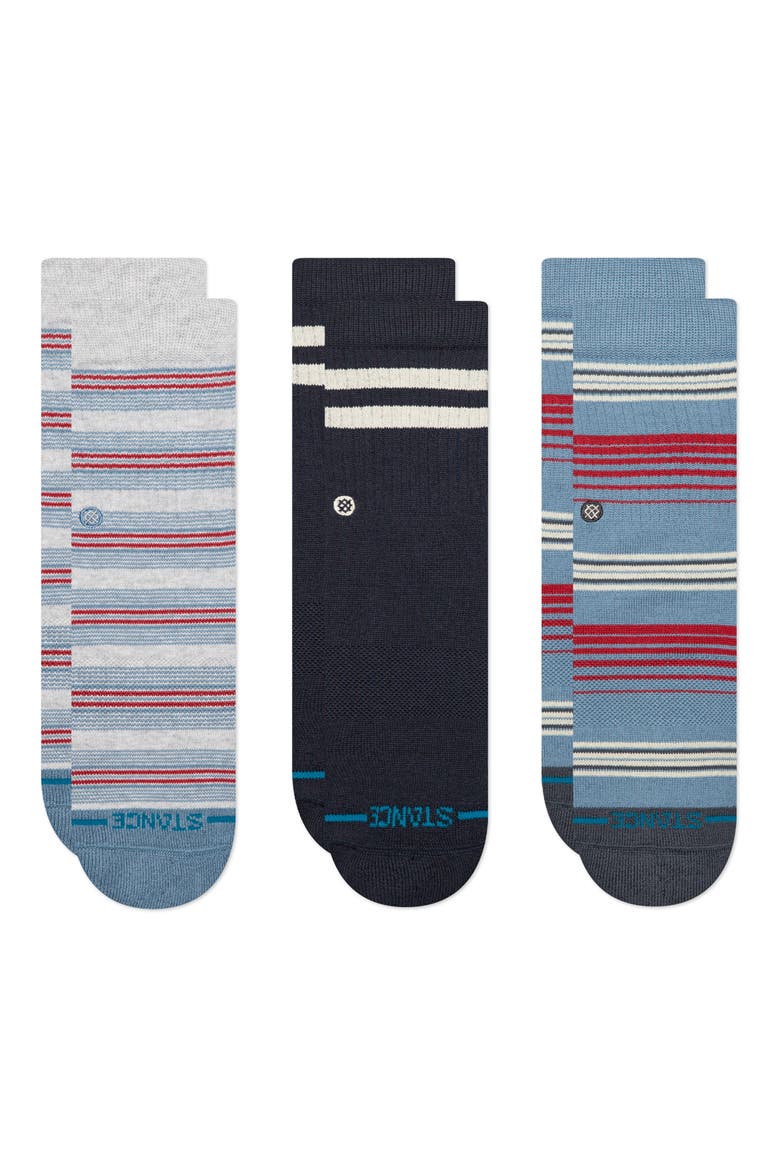 Kids' Easton 3-Pack Crew Socks, Main, color, BLUE