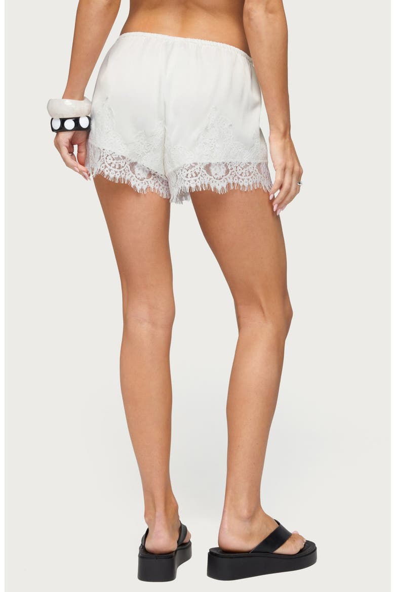 Reisa Lace & Satin Shorts, Alternate, color, CREAM