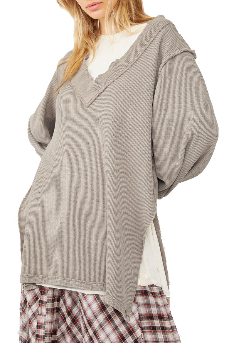 Asher Thermal Knit V-Neck Top, Main, color, STUDIO CLAY