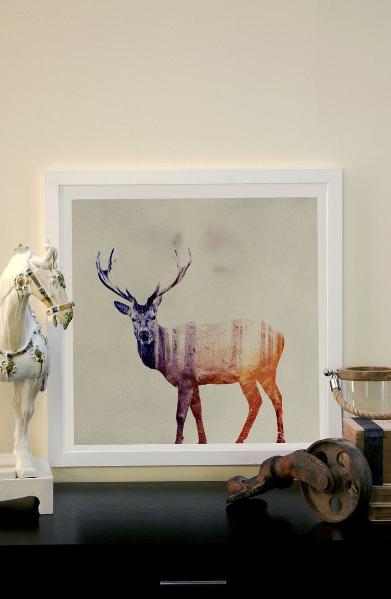 iCanvas 'Deer' Framed Paper Print, Alternate, color, 