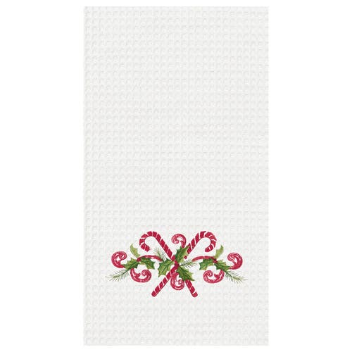 C & F Home C&f Home 27" X 18" Candy Canes Embroidered Cotton Waffle Weave Kitchen Dishtowel In Multi