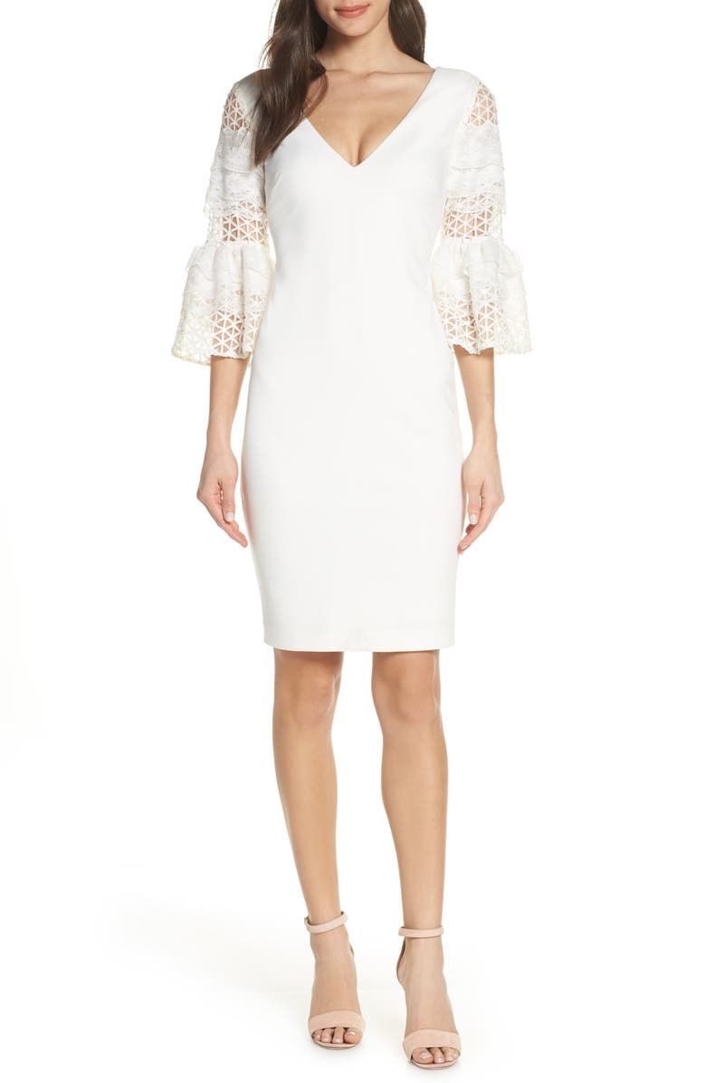 Mark + James by Badgley Mischka Lace Sleeve Sheath Dress, Main, color, 