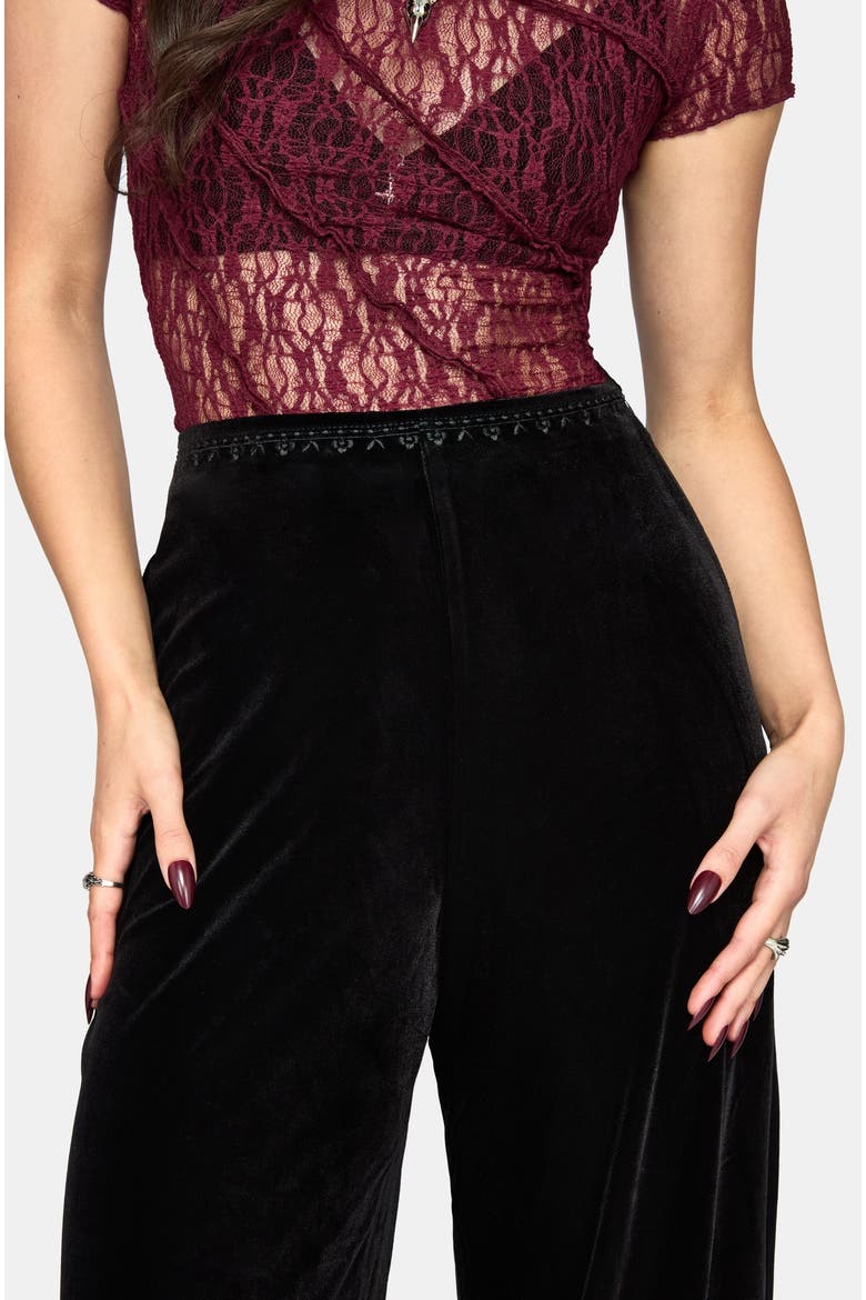 Velis Velour Wide Leg Trouser, Alternate, color, Black