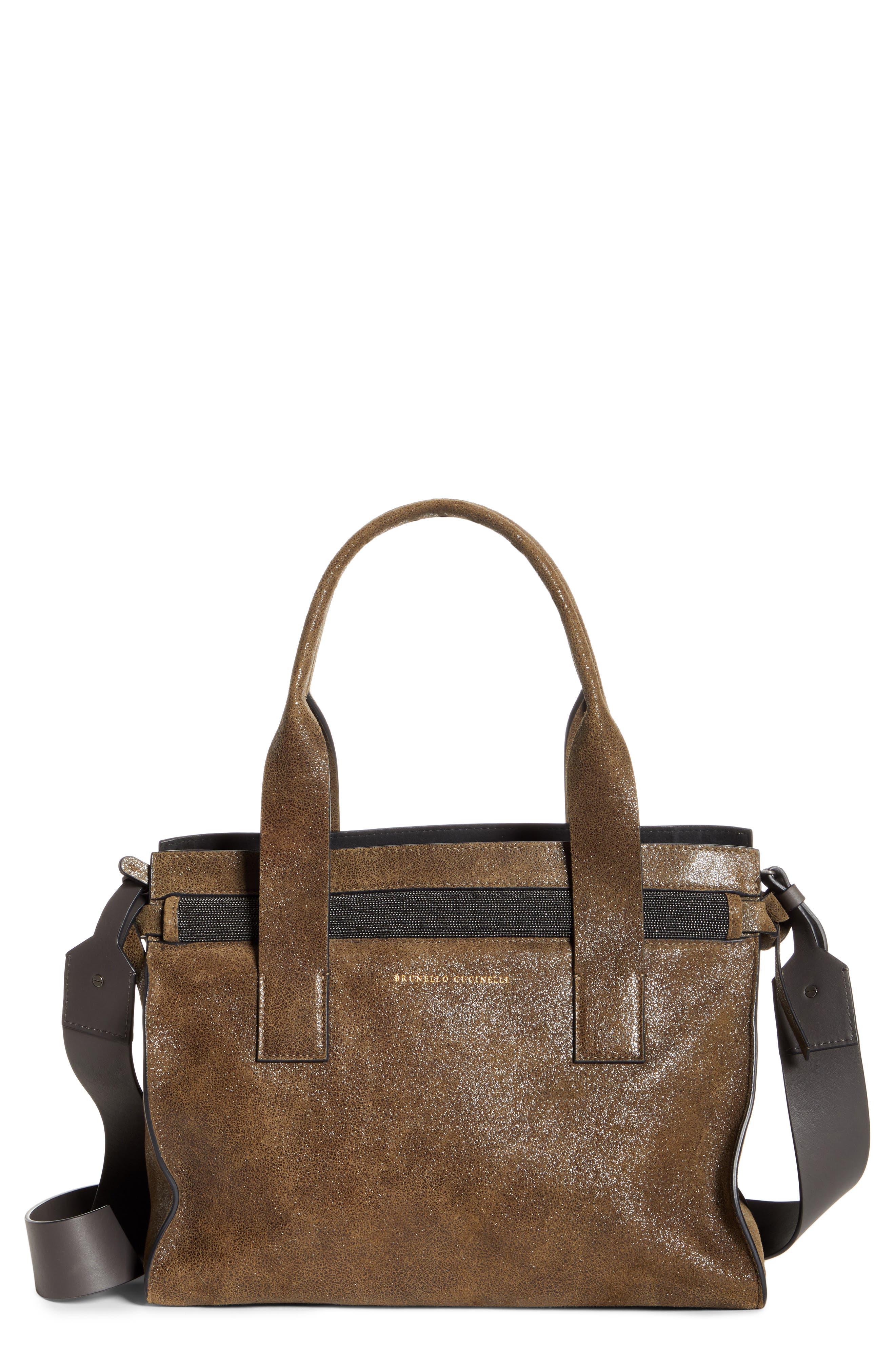 Brunello Cucinelli Monili Trip Leather Tote, Main, color, 