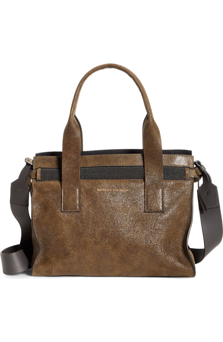 Brunello Cucinelli Monili Trip Leather Tote, Main, color,