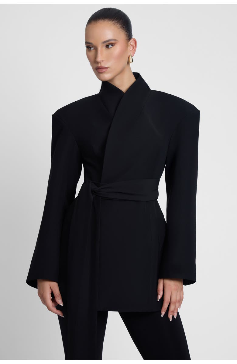 LEAU Cairo Hourglass Belted Coat, Alternate, color, Black
