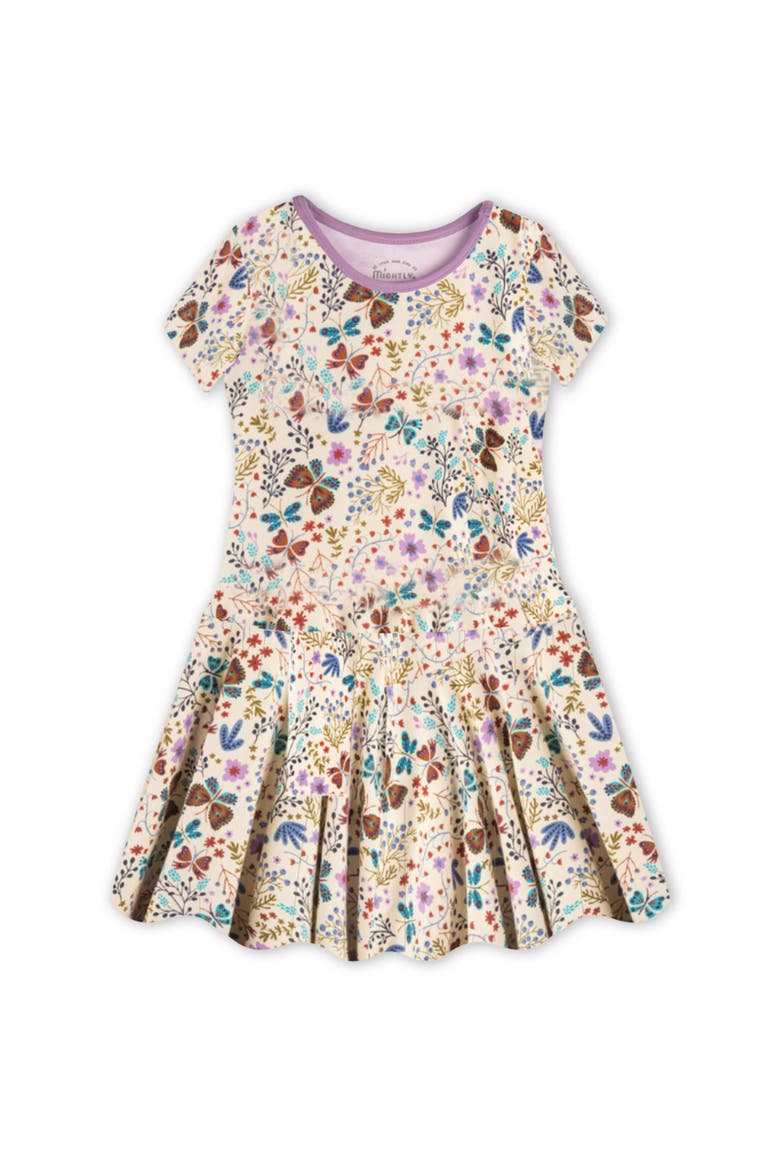 Organic Cotton Short Sleeve Drop Waist Tier Dress, Alternate, color, Lilac Cloud