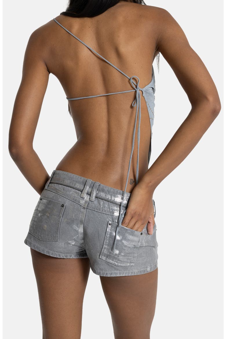 Rhinestone Cowl Neck Open Back Top, Alternate, color, GREY