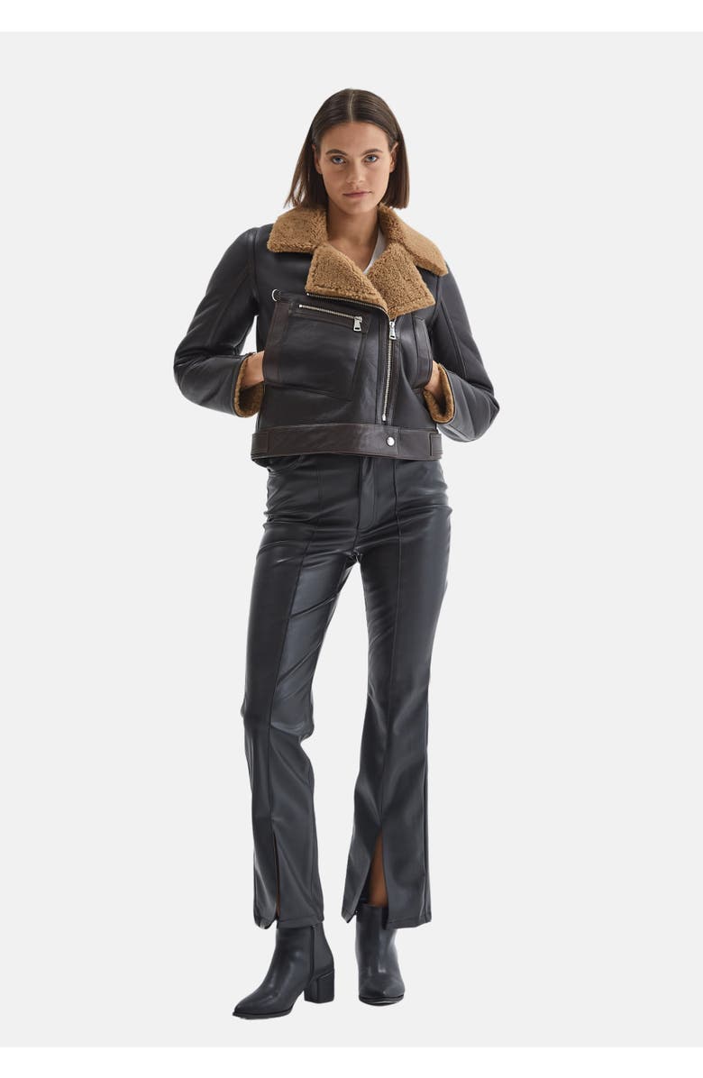 Furniq UK Eloise Shearling Jacket, Alternate, color, Brown