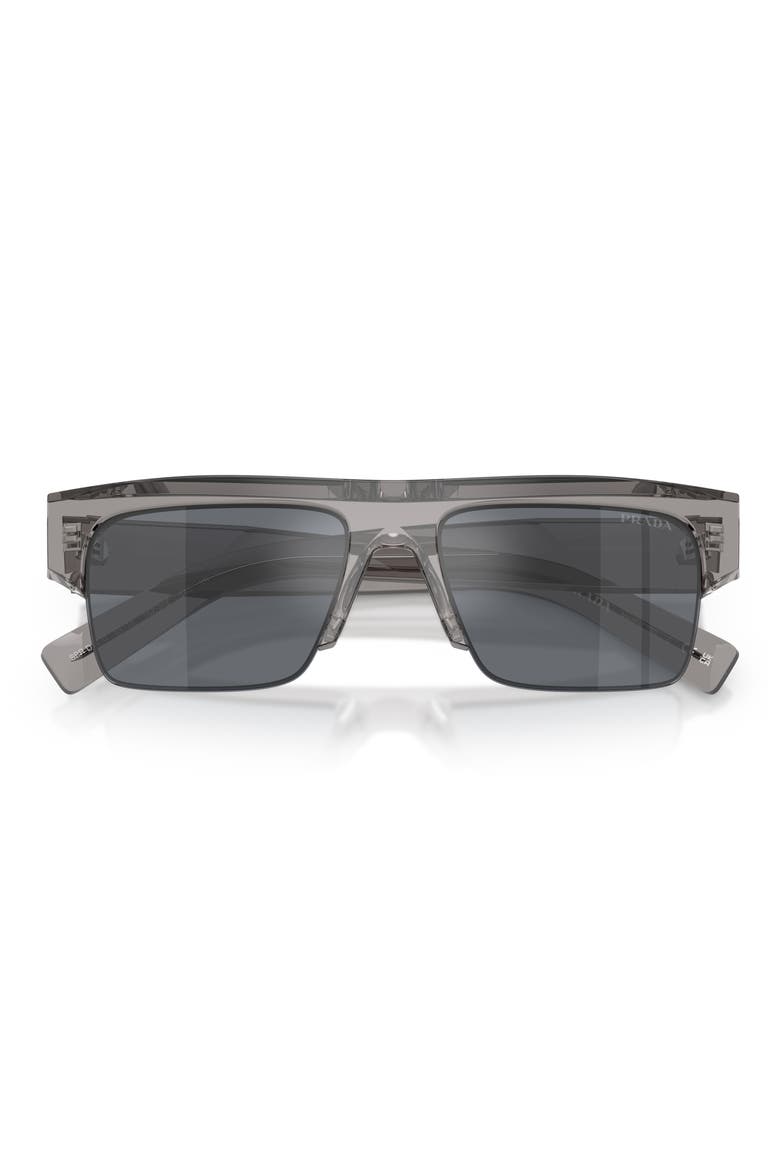55mm Rectangular Sunglasses, Alternate, color, TRANSPARENT / BLUE/ SILVER