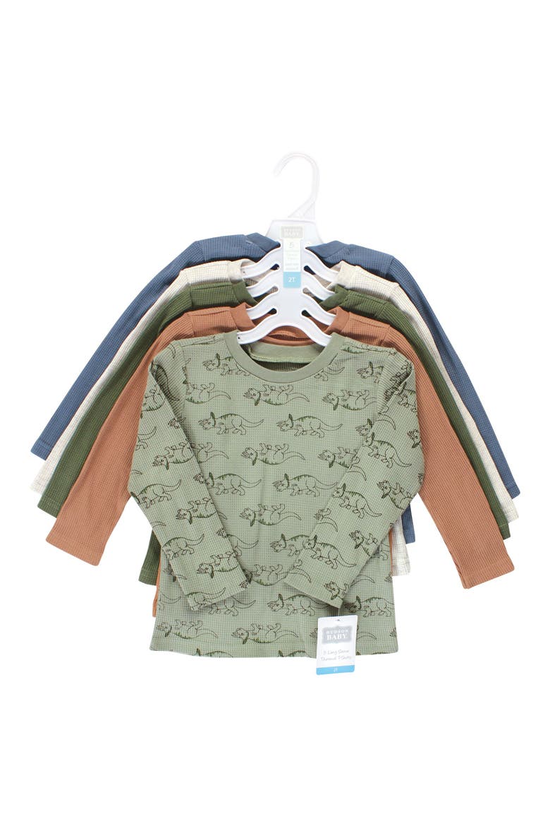 Warm Long-Sleeve T-Shirt Collection 5-Pack, Alternate, color, Sage Dinosaur