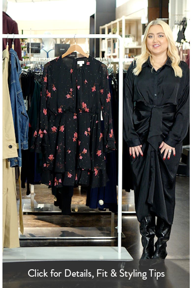 Floral Ruffle Long Sleeve Chiffon Dress video