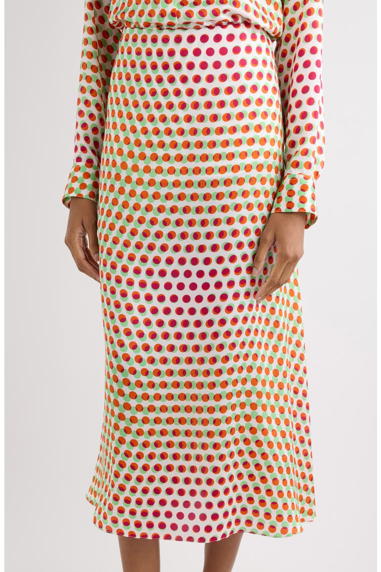 Susya Bis Optical Layered Polka Dot Silk Midi Skirt, Alternate, color, ECRU
