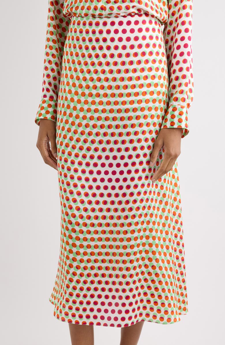 Dries Van Noten Susya Bis Optical Layered Polka Dot Silk Midi Skirt, Alternate, color, Ecru