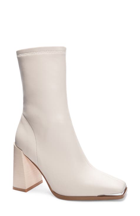 Leather white ankle boots best sale