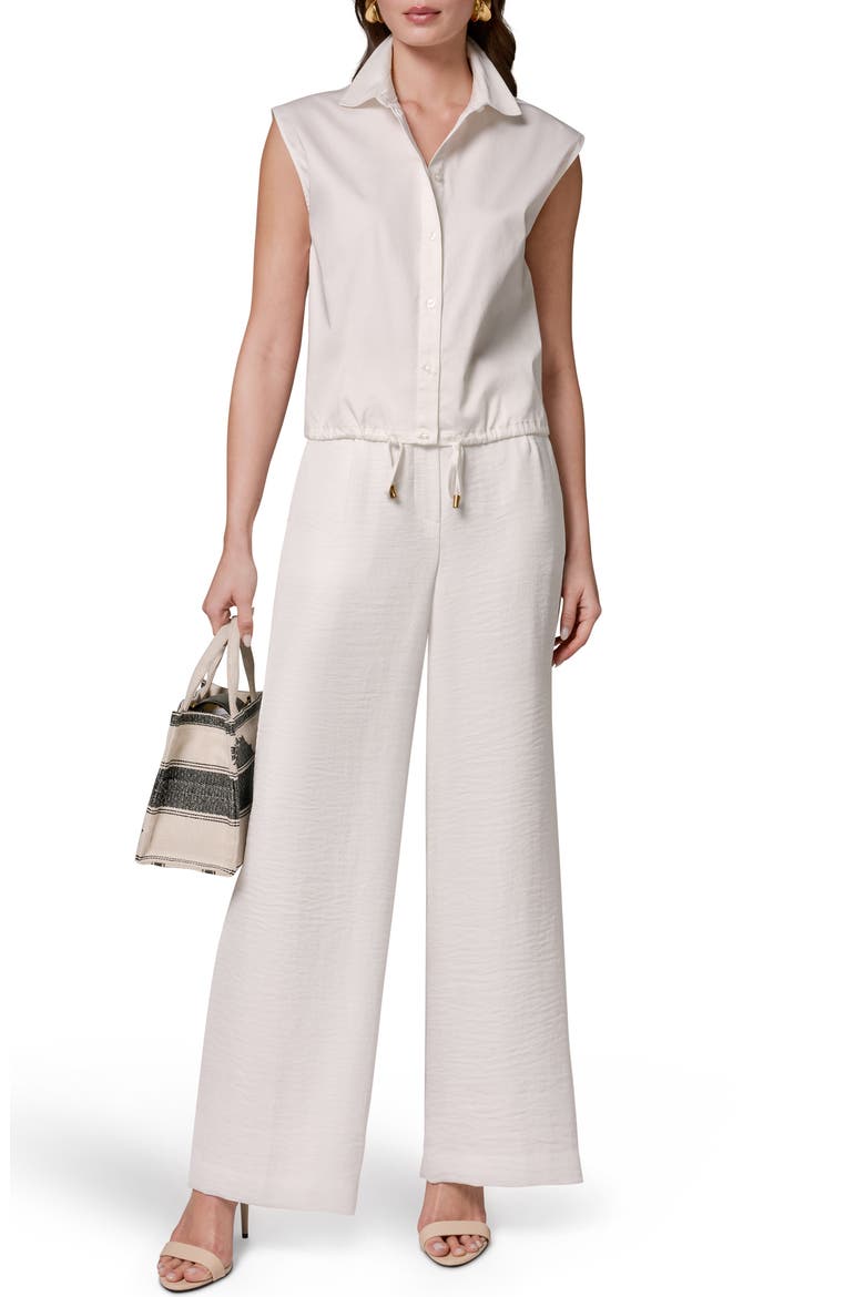 Drawstring Hem Cap Sleeve Shirt, Alternate, color, CREAM