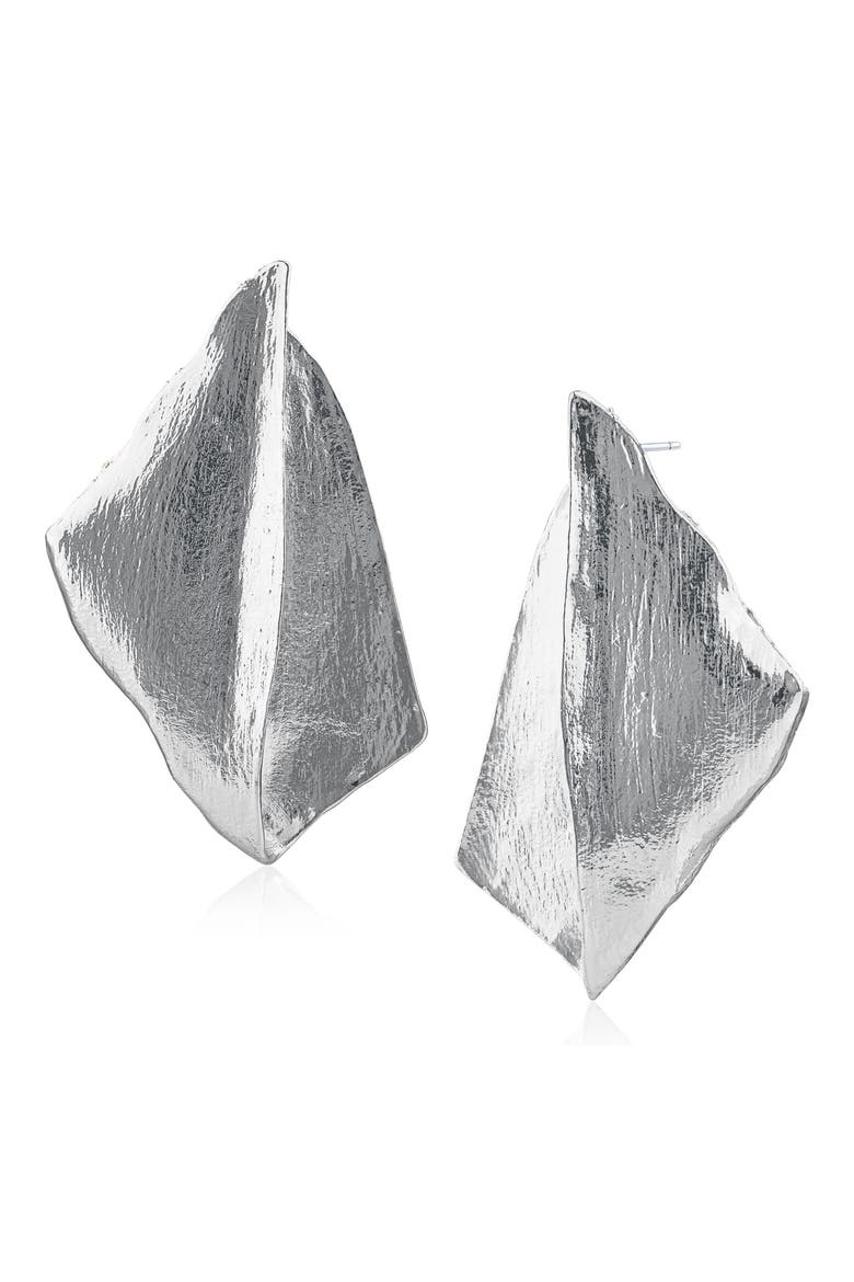 Oversized Organic Statement Earrings, Main, color, SILVER