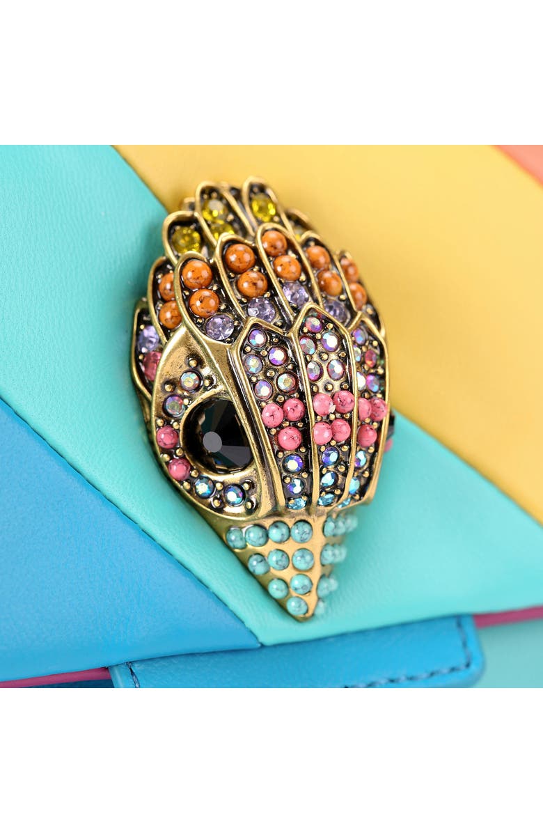 Kurt Geiger London Large Rainbow Stripe Leather Kensington Shoulder Bag, Alternate, color,