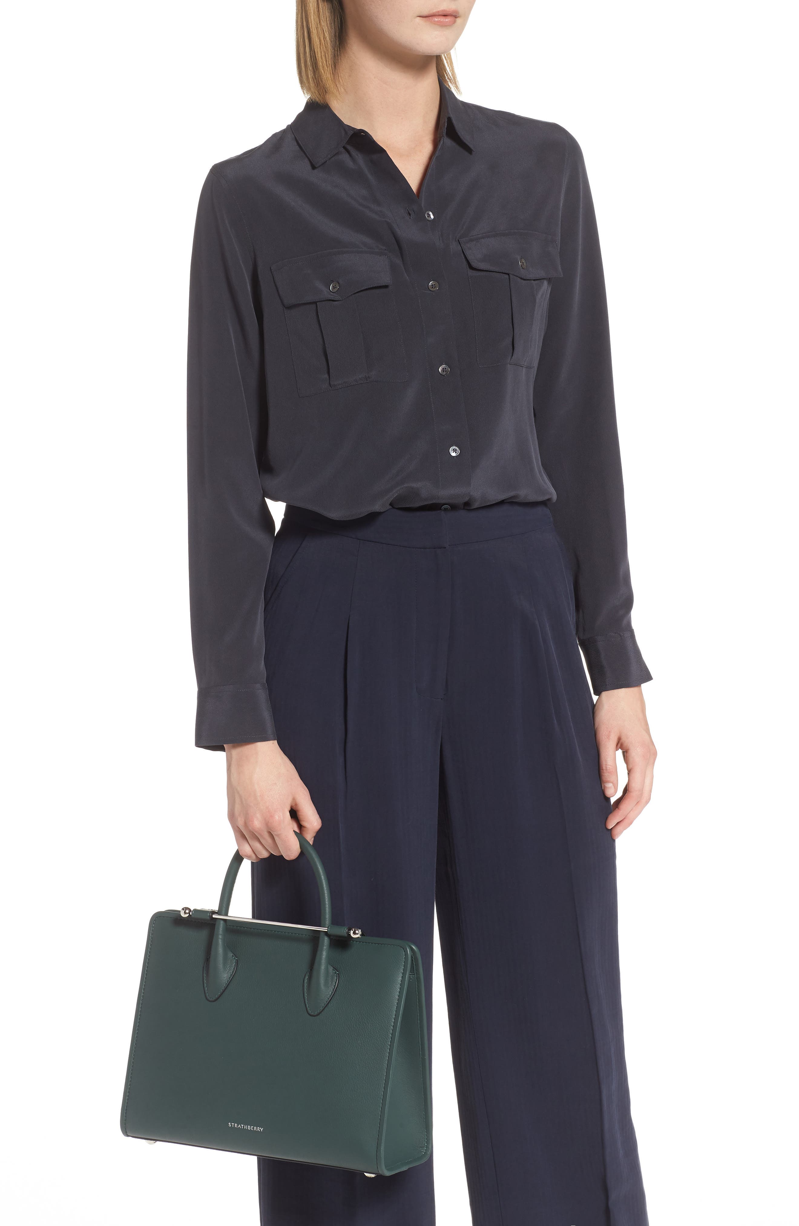 Strathberry Midi Calfskin Leather Convertible Tote, Alternate, color, 