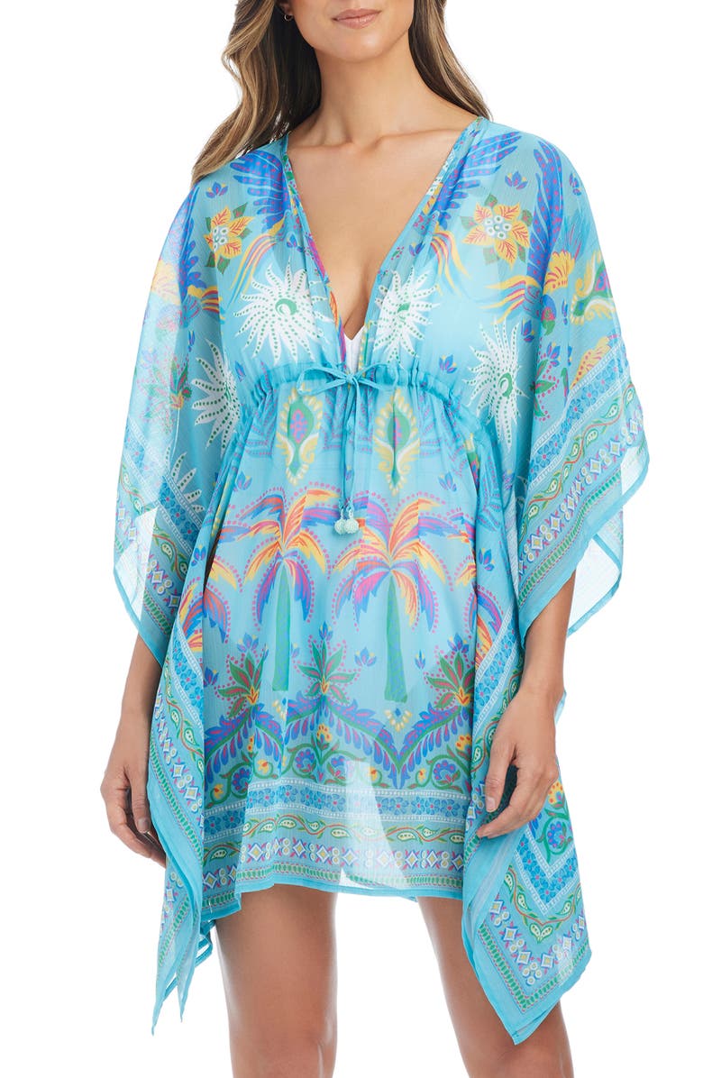 BLEU by Rod Beattie Semisheer Cover-Up Caftan, Main, color, Turq