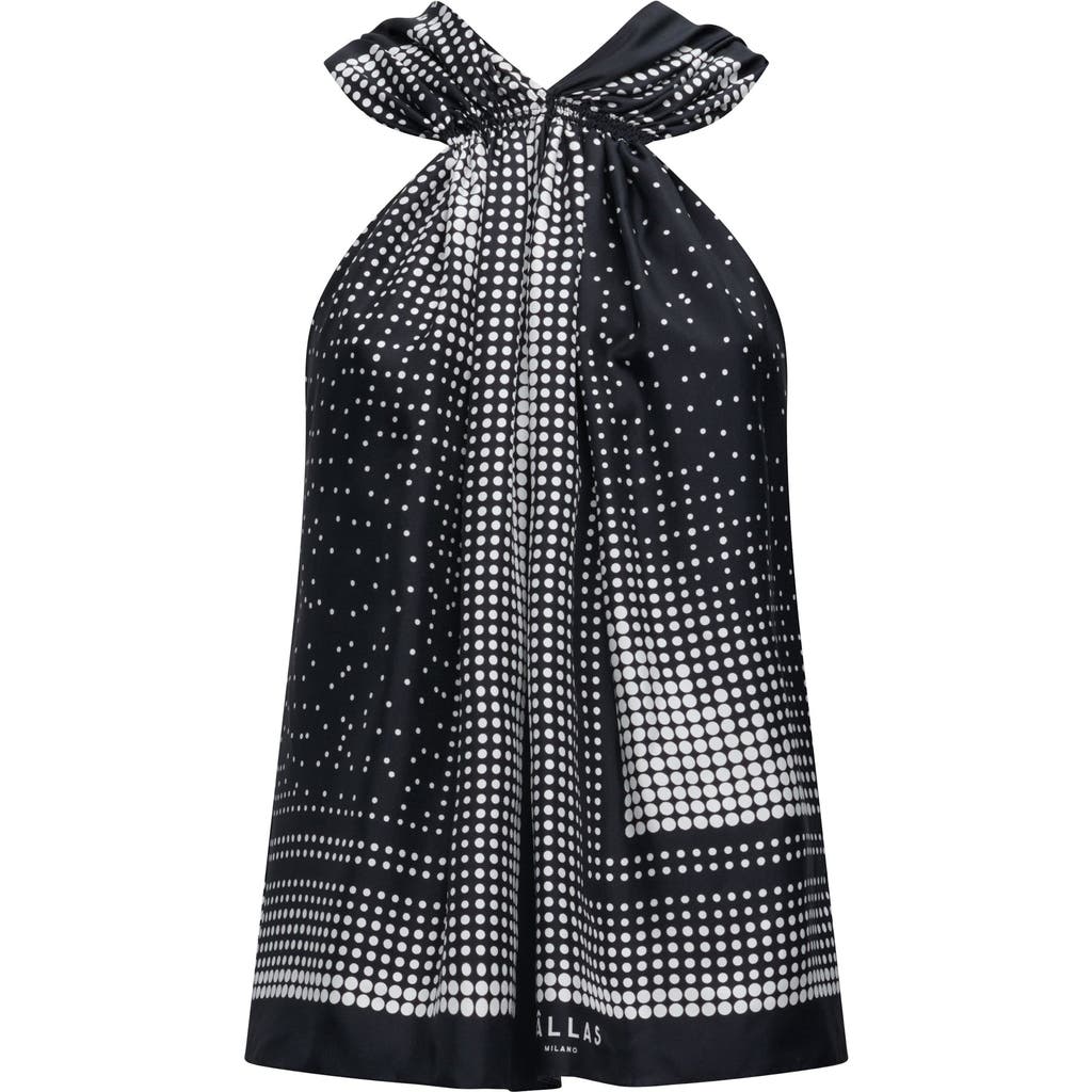 Callas Milano Jaranda Polka Dot Silk Halter Blouse