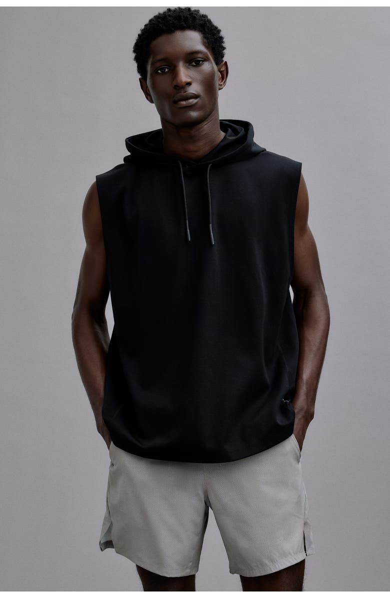 H&M Regular Fit Sleeveless Sports Hoodie With Drymove, Alternate, color, Black