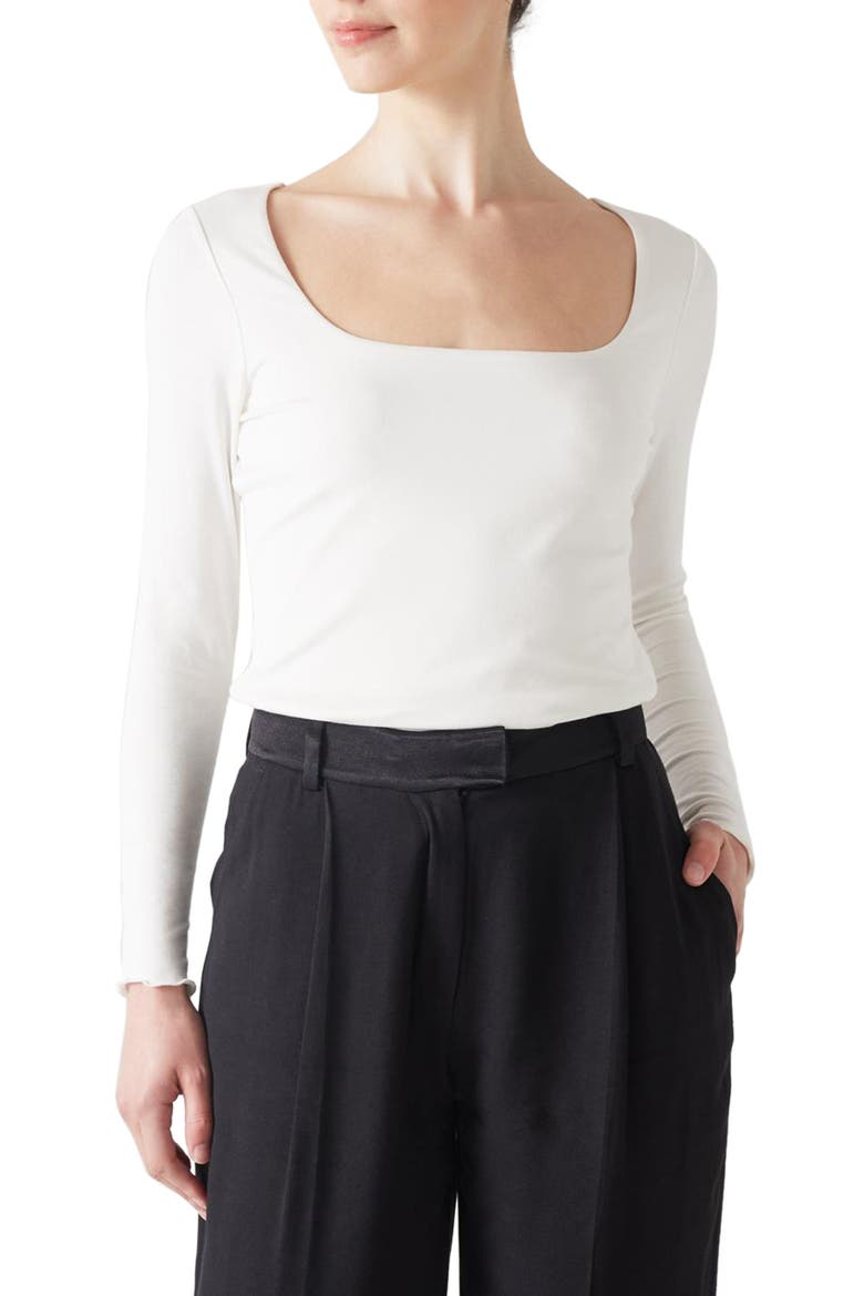 Square Neck Jersey Top, Main, color, IVORY