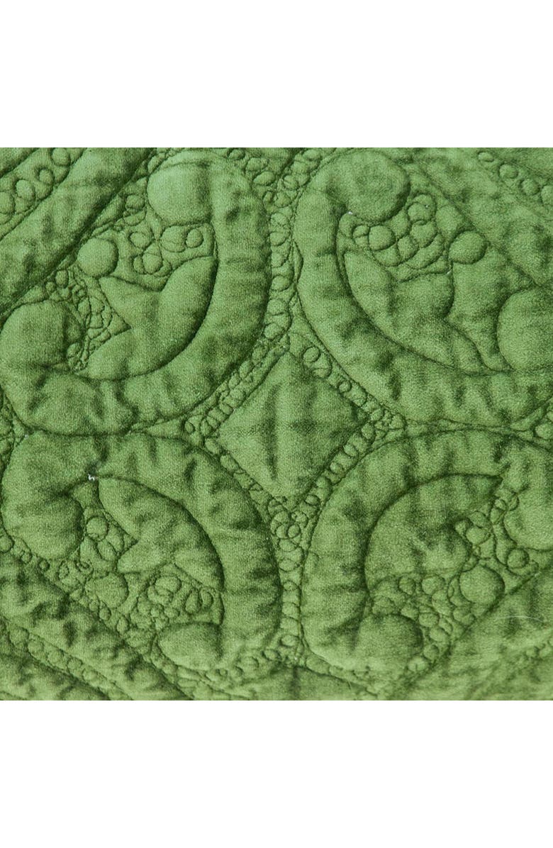 PARKLAND COLLECTION Geometric Embroidered Velvet Accent Pillow, Alternate, color, Olive
