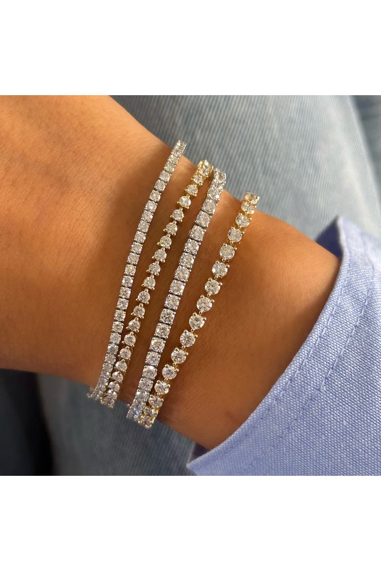 Lab Grown Diamond Four Prong Tennis Bracelet 14K, Alternate, color, 14K Gold - 7 Carat