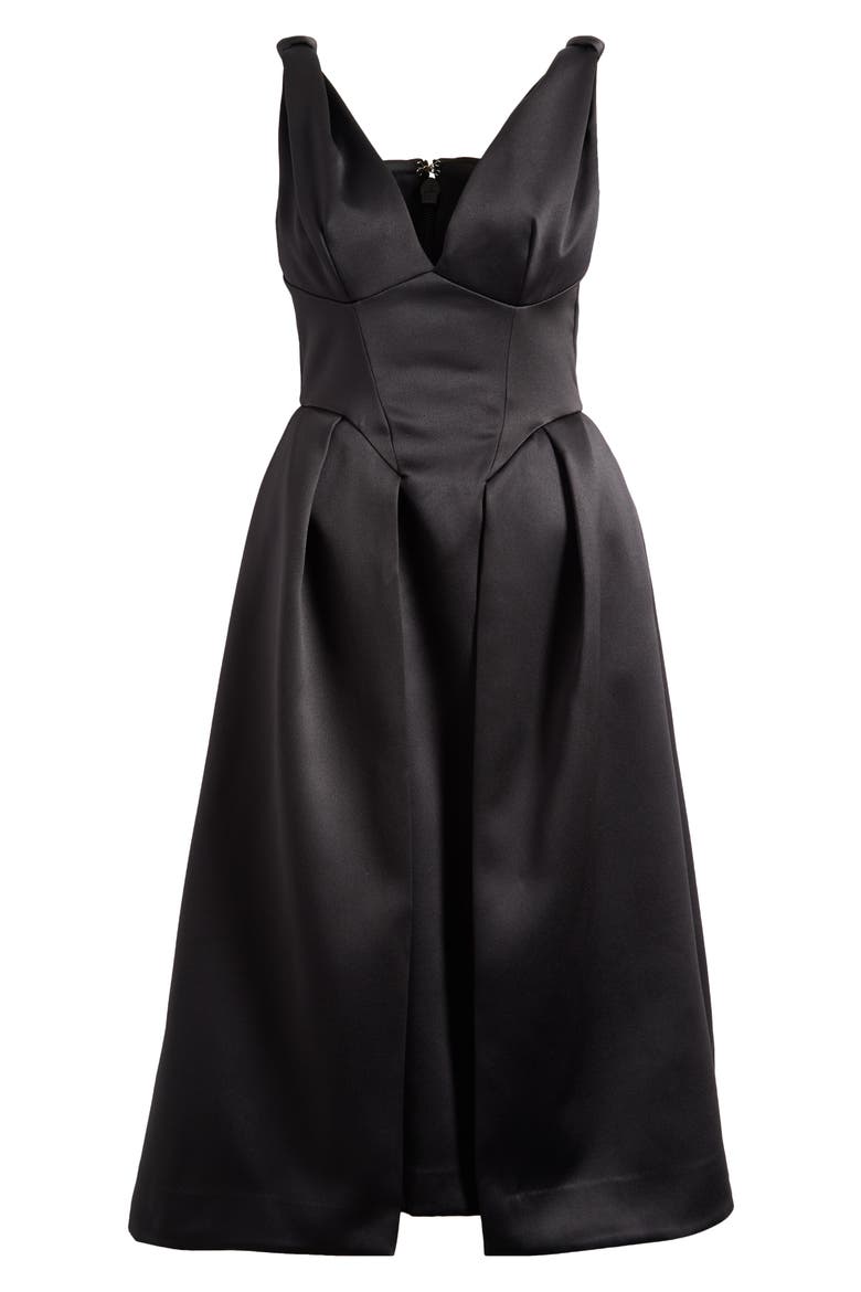 Paloma Satin Midi Dress, Alternate, color, BLACK