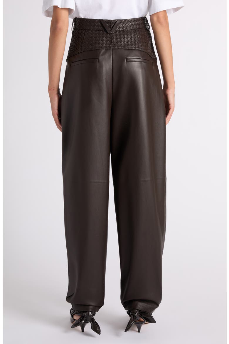 Intrecciato Panel Leather Trousers, Alternate, color, 2608 DARK CARRUBO