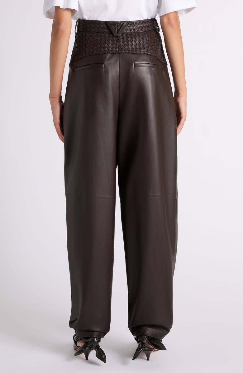 Bottega Veneta Intrecciato Panel Leather Trousers, Alternate, color, 2608 Dark Carrubo