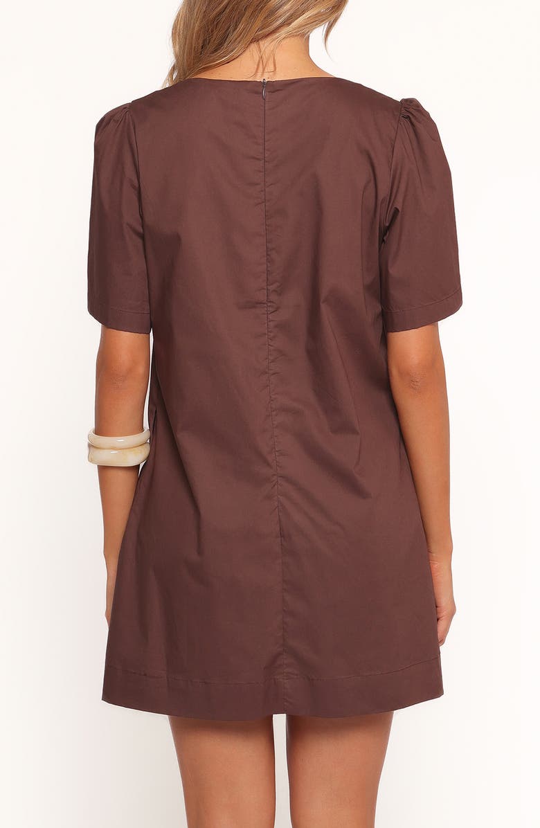 Petal & Pup Lirael Puff Sleeve Shift Minidress, Alternate, color, Espresso