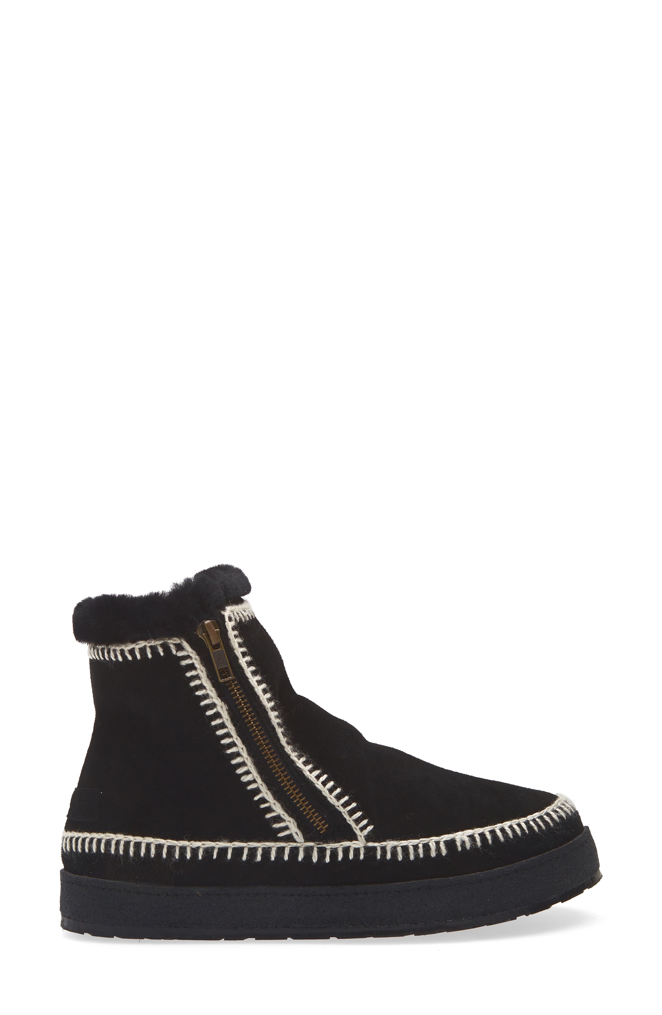 Laidback London Setsu Genuine Shearling Lined Ankle Boot, Alternate, color, Black Suede / Natural