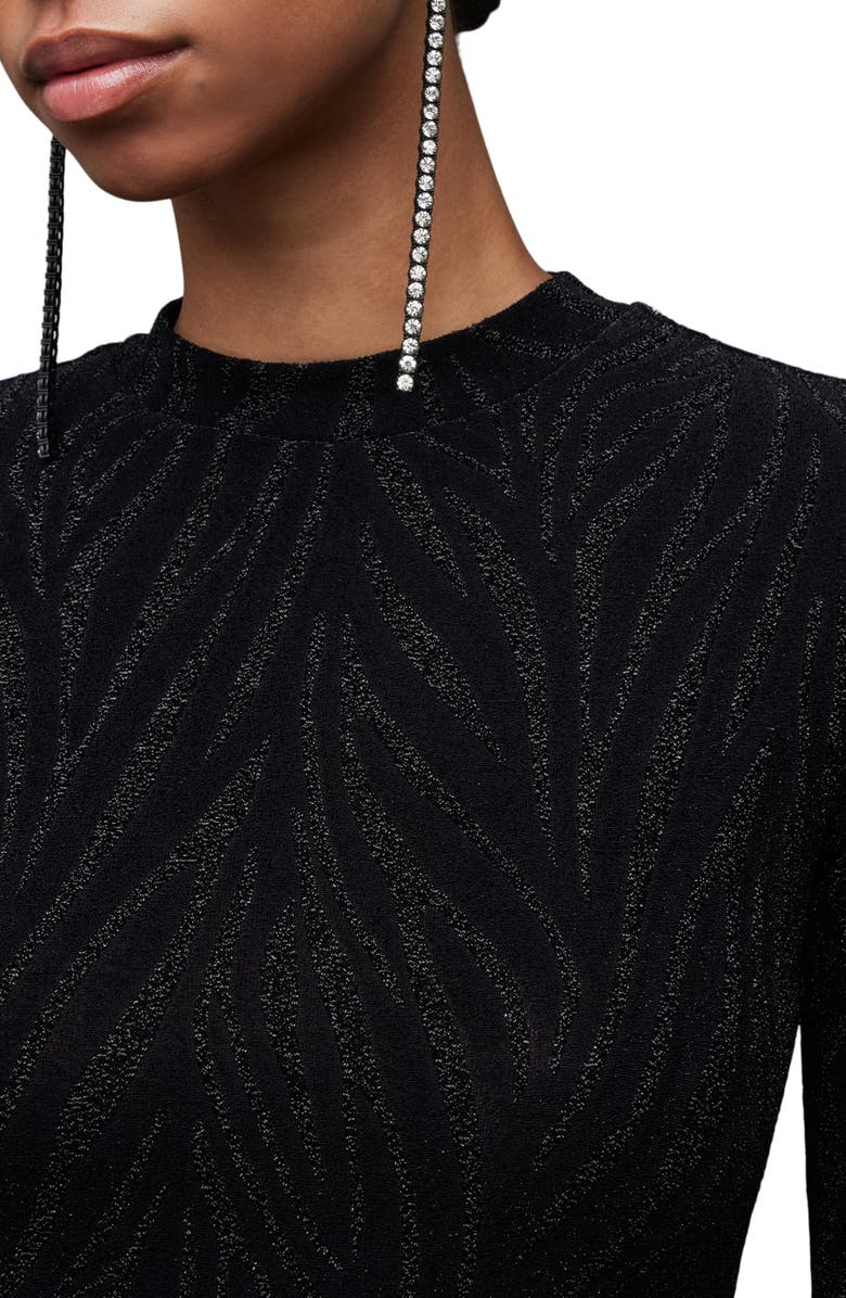 AllSaints Amaya Metallic Long Sleeve Minidress, Alternate, color,