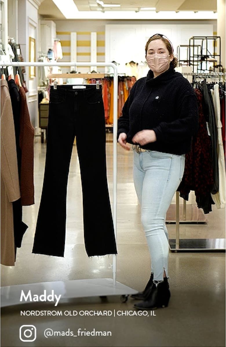 High Waist Raw Hem Flare Jeans, sales video thumbnail