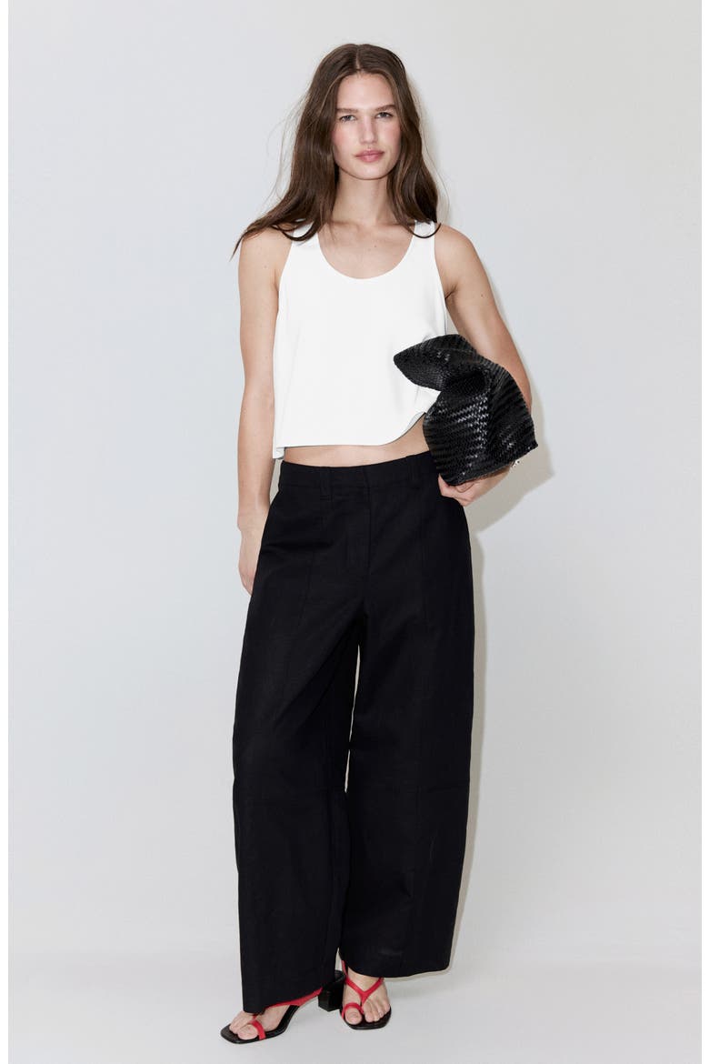 Flowy Cropped Top, Alternate, color, OFF WHITE