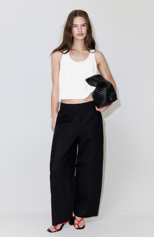 Mango Flowy Cropped Top In White