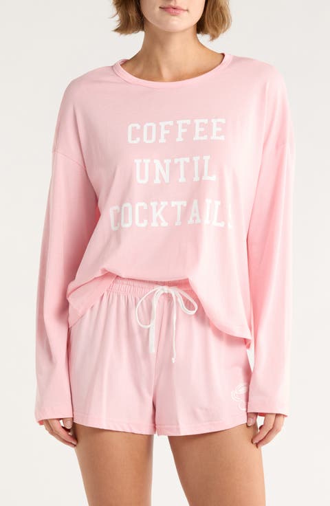 Long Sleeve Graphic T-Shirt & Shorts Pajamas