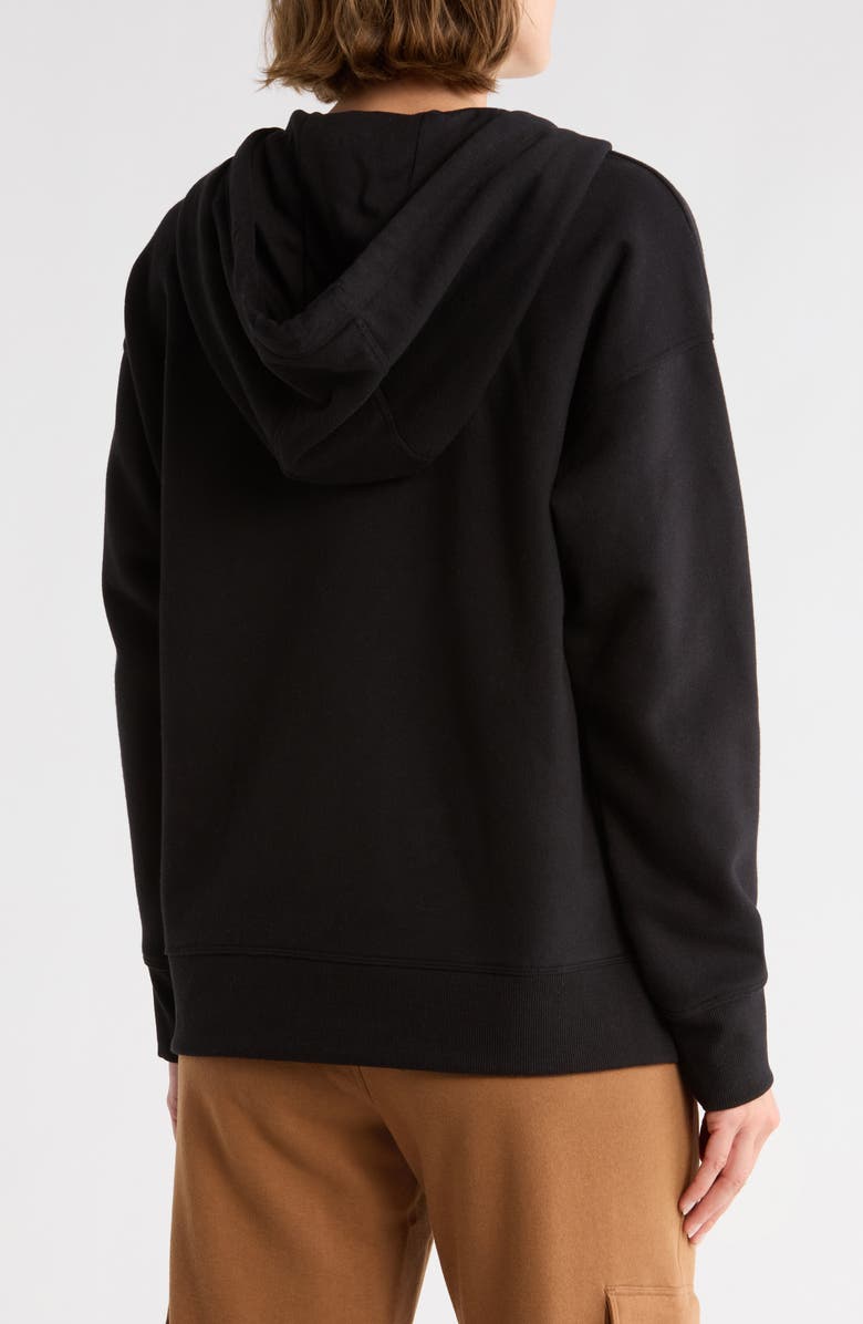 DKNY Mini Stud Logo Full Zip Hoodie, Alternate, color, Black