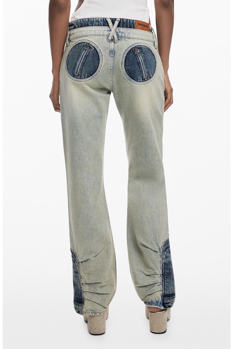 Double Waist Two-Tone Jeans, Alternate, color, LIGHT BLUE