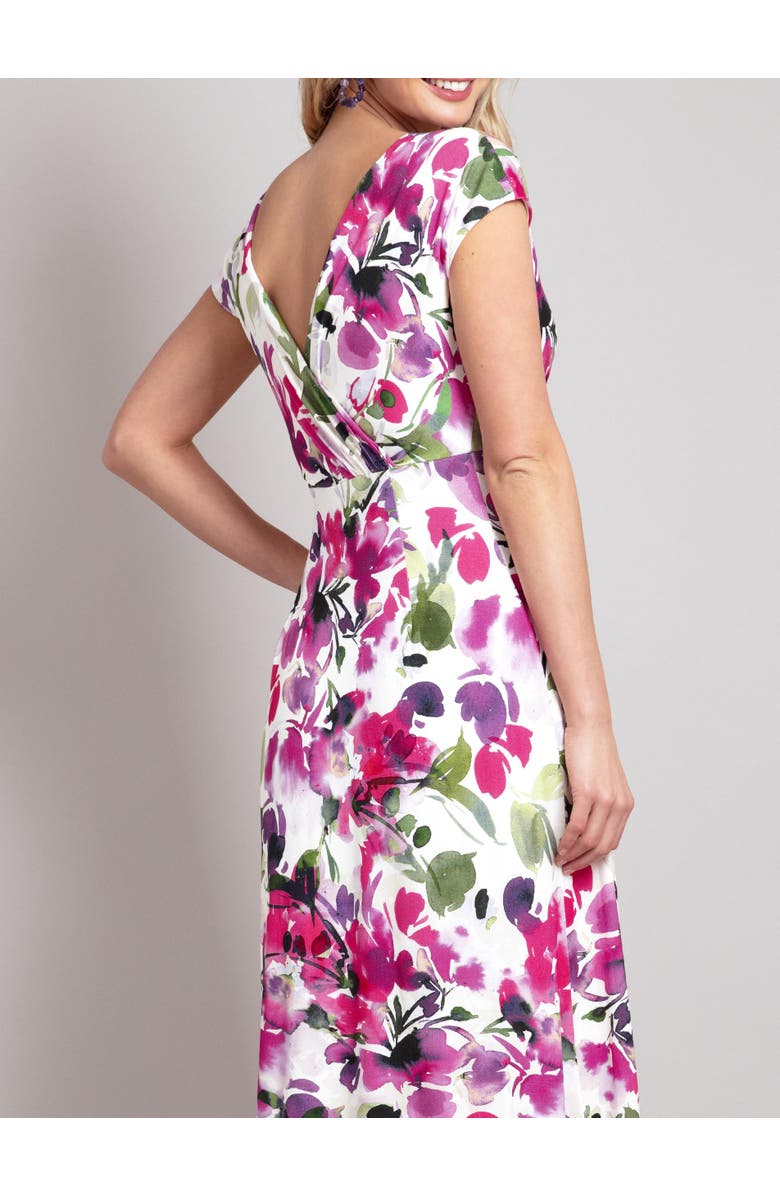 Alie Street London Sophia V-Neck Short Sleeve Maxi Dress, Alternate, color, Fuchsia Florals