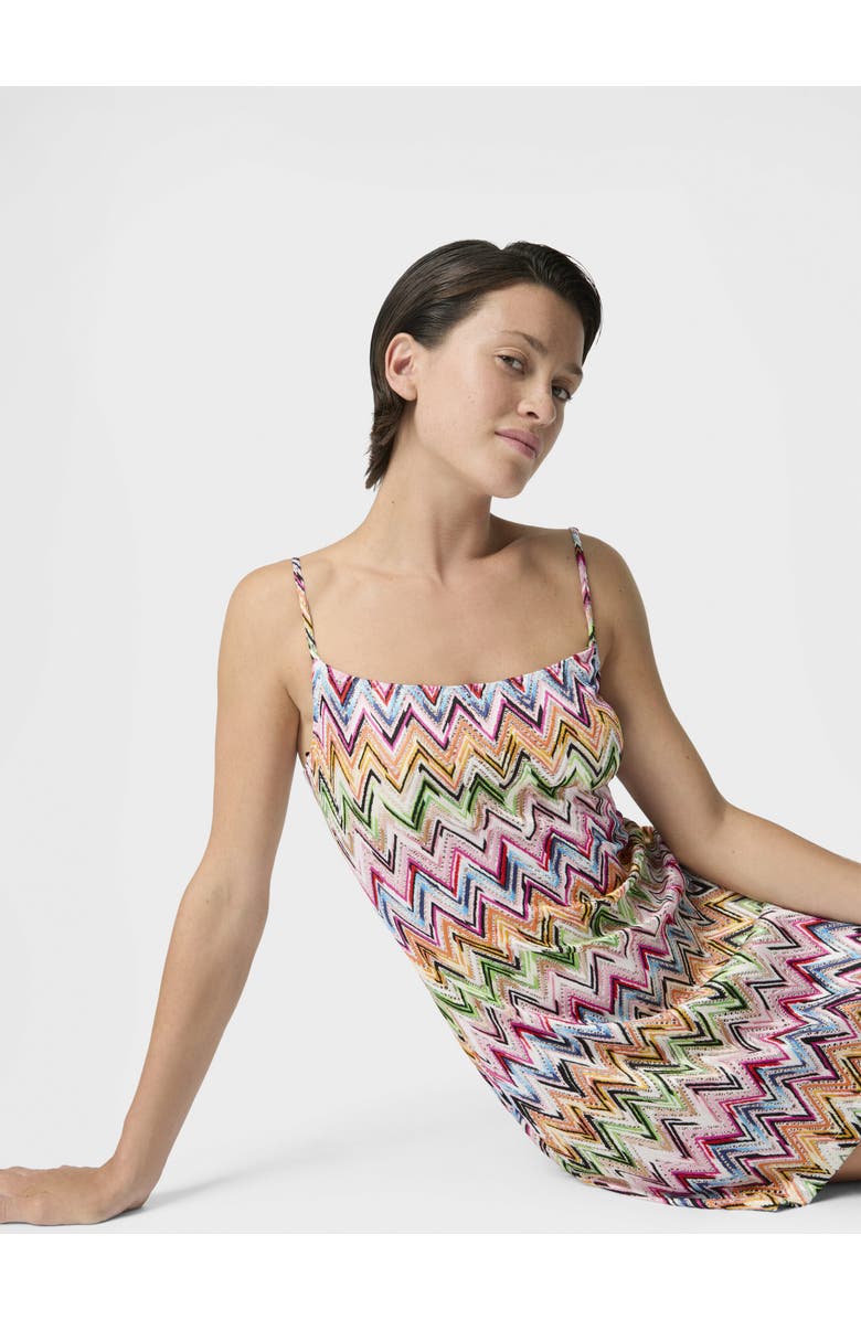 Missoni Mini Dress In Stretch Viscose With Lace And Zigzag Motif, Alternate, color, Multicoloured